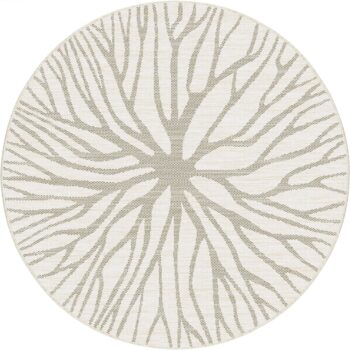 Terrazzo Plasma Outdoor Poly Rug 200cm Round in linen finish top-down view