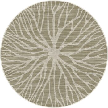 Terrazzo Plasma Outdoor Poly Rug 200cm Round in linen finish top-down view