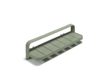 Nardi Maximo Outdoor Resin Shelf Attachment in regenerated fibreglass resin, available in Basalto, Cactus, Gesso and Terra, clipped onto a Maximo modular lounge